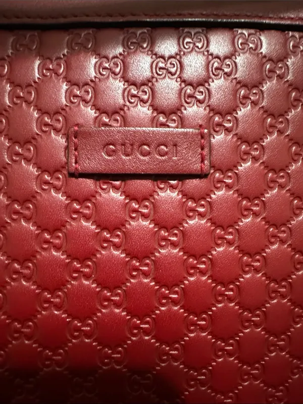 Gucci Micro Guccissima 2-Way Bag in Dark Red - Image 4