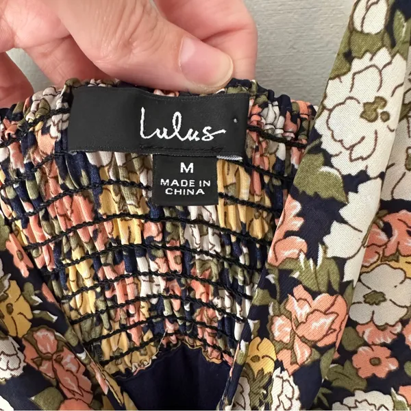 Lulus It's a Perfect Pick Navy Blue Floral Print Cutout Maxi Dress - Image 4