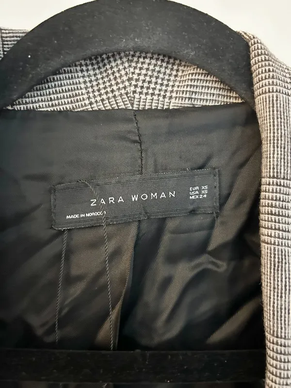 Zara Open Front Plaid Wool Blazer Academic Tailored School Girl Size XS - Image 5