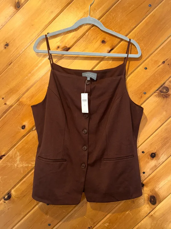 Anthropologie Sunday in Brooklyn Ponte Apron Vest Top in Chocolate brown NWT - Image 3
