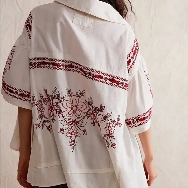 We the Free  Spring Refresh Top In White Embroidered size Large - Image 4