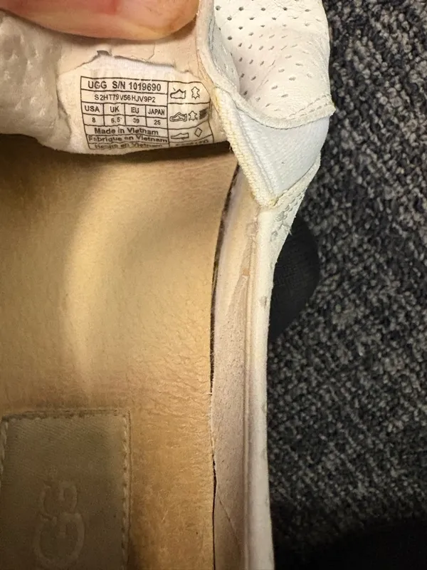 UGG Adley slip-on sneakers shoes perforated leather off white sz 8 - Image 8