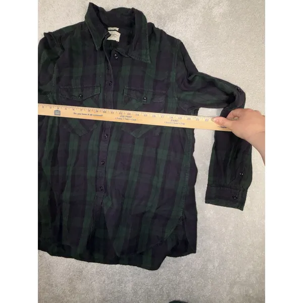 womens ralph lauren denim & supply navy green‎ plaid xl shirt Button Up Blouse - Image 6