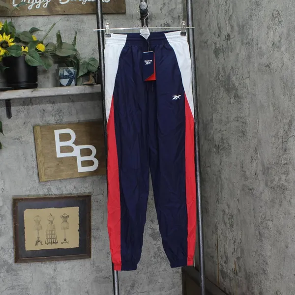 NWT Reebok Womens Colorblock Nylon Track Pants IT5650 Vector Navy Blue XS - Image 3