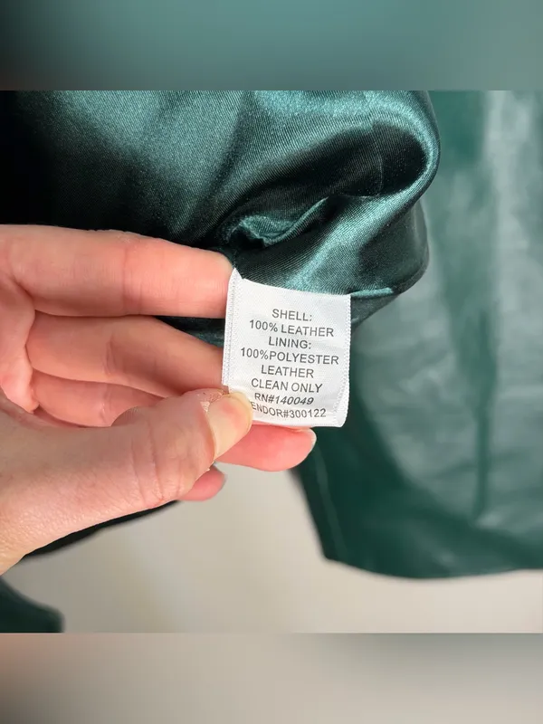 Chadwicks Vintage Y2K Deep Green 100% Leather Blazer Tailored Capsule Classic - Image 9