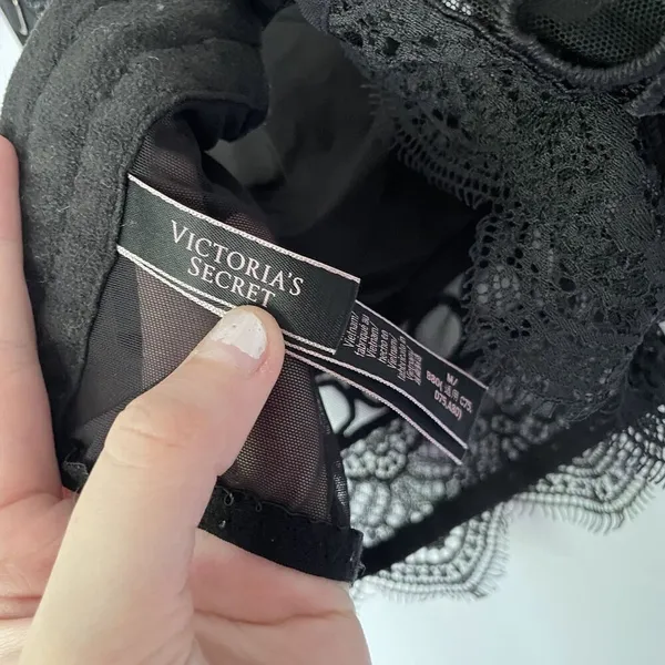 Victoria's‎ Secret black bra lace detail lingerie size M mesh back unlined cups - Image 6