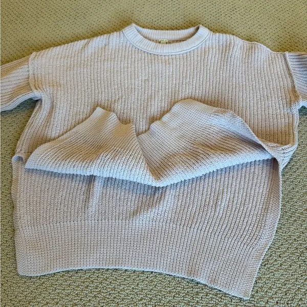 Aerie Women’s Oversized Crewneck Sweater Size XS Light Purple Pink Comfy Cozy - Image 5