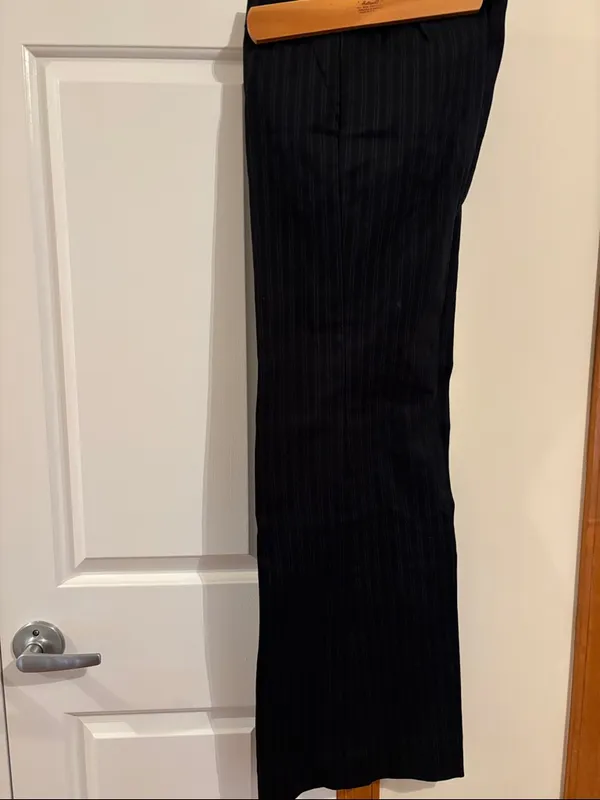 GAP Women's Wide Leg Pinstripe Pants - Black with Subtle Gray Stripes. Size 2R. - Image 4