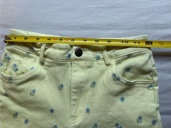 Princess Polly Ivy Floral High Rise Straight Leg Jeans Yellow Blue Size 4 - Image 4