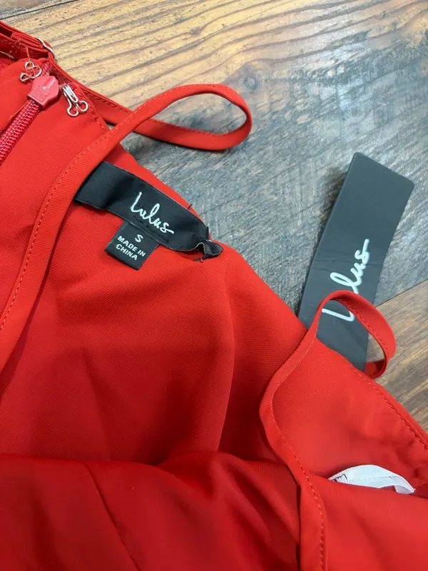 Lulus Maxi Dress Women's S Red Pleated Spaghetti Strap High Low Back Zip NWT - Image 3