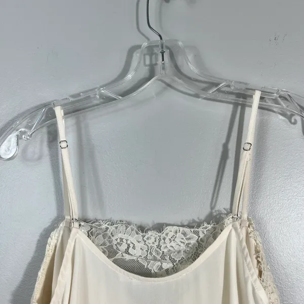 All in Favor Boutique White Ivory Cream Chiffon Layered Lace Neckline Cami Tank - Image 5