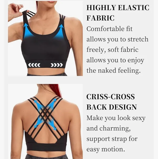Botel Sports Criss Cross Back Strap Bras for Women, Comfort Support Bra - Image 4