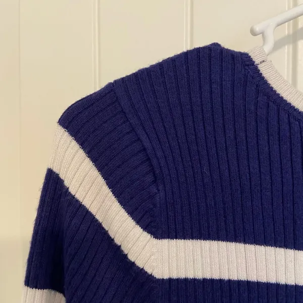 Express women’s blue striped stretchy thin‎ knit sweater — large - Image 6