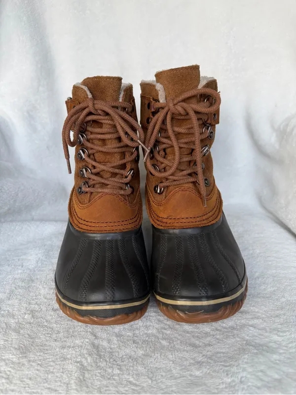 Sorel Fancy Lace II Womens Boots 6 Brown Waterproof Leather Lace Up Duck - Image 4