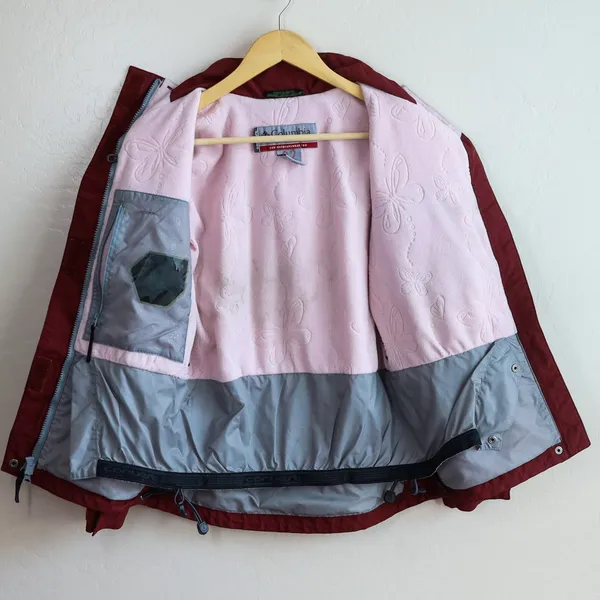 Vintage Columbia Convert Snowboard Jacket Women‎ XS Burgundy Pink Fleece Lined - Image 2
