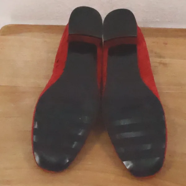 Madeleine Red Woven Suede Pumps Womens Size 41 US 10 Block Heel Italy‎ Timeless - Image 6