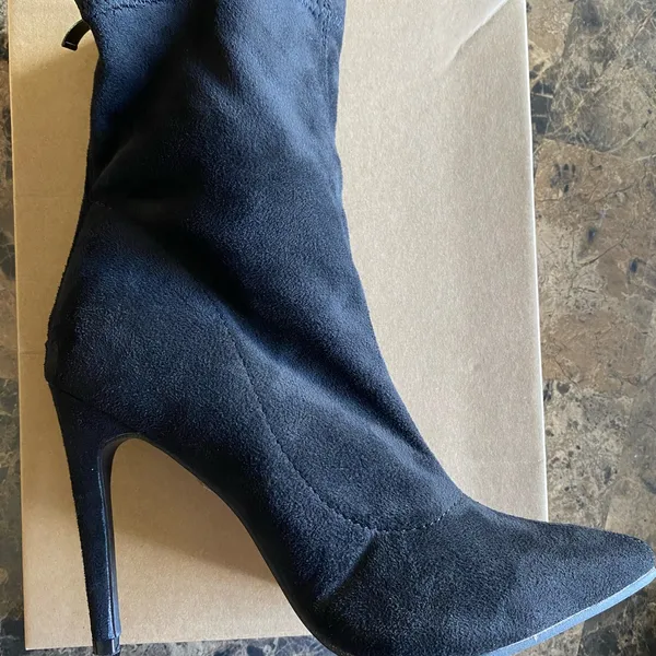 Black Suade Heel Boots woman size US 8.5/EUR 39 - Image 3