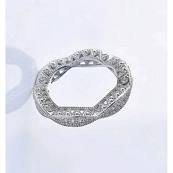 Boutique NEW Women's Gold‎ Plated Silver Eternity Simulated Diamond Band Ring Sz 10 - Image 9