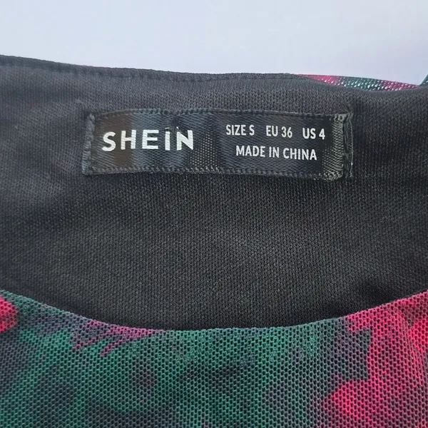 Shein Sheer Lined Butterfly Print Bodycon‎ Dress Short Sleeve Small - Image 4
