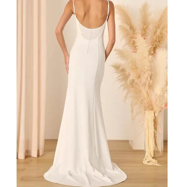 NEW Lulus Luxe Bridal Blessed Romance White Sleeveless Button Back Mermaid Dress - Image 2