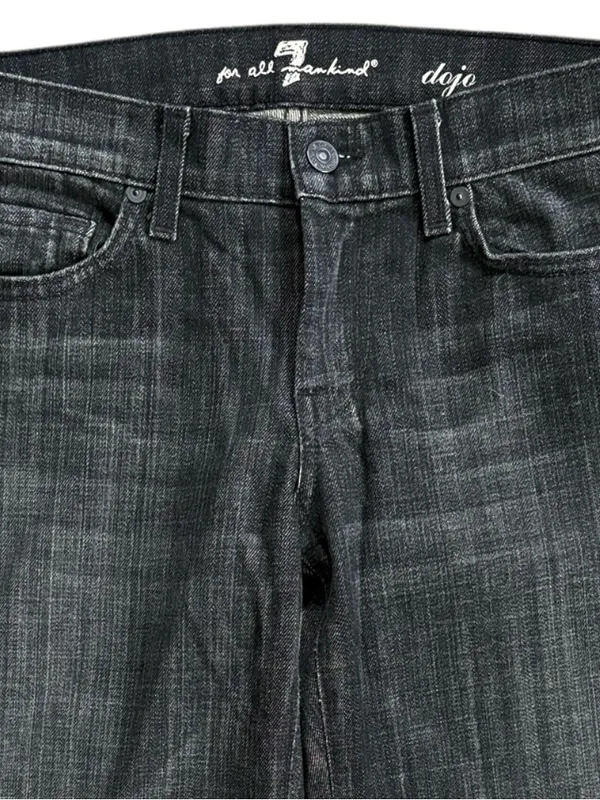 EUC 7 For All Mankind Dojo Bootcut Shimmer Pocket Long Inseam Jeans Black Sz. 28 - Image 3