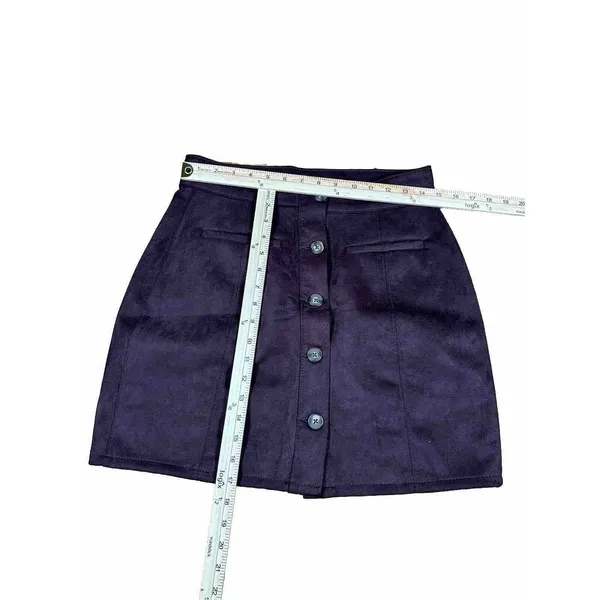 Maurice's Faux Suede Brown Mini Button Front‎ Women Skirt Sz 8 - Image 5