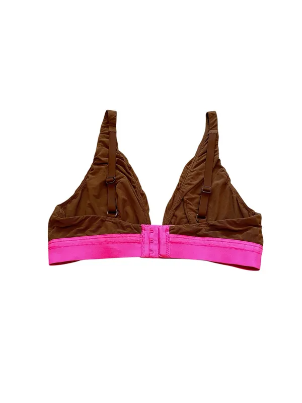 Aerie Smoothez Bralette Seamless Size Medium Tan Hot Pink Casual Loungewear - Image 4