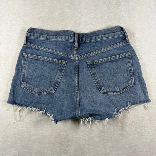 AGOLDE Parker High Rise Cut Off Organic Cotton Denim Shorts Blue 26 A026C-1141 - Image 10