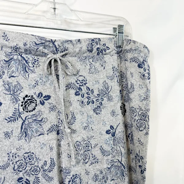 Lucky Brand XL‎ Pajama Set Gray Blue Floral Toile Short Sleeve Loungewear 727 - Image 13