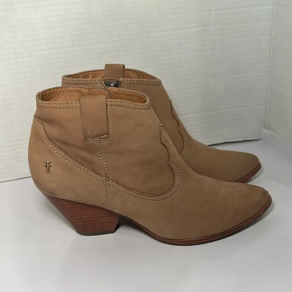 Frye Womens Reina Ash Leather Western Pointed Toe Booties Ankle Boots Size 8.5 - Image 3