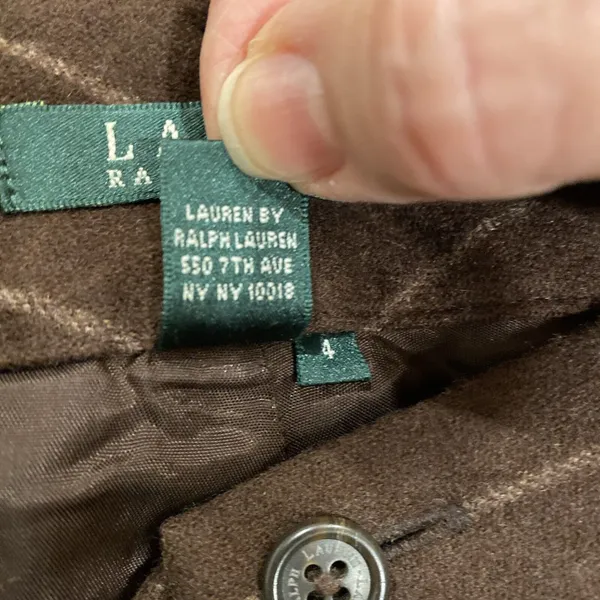 Lauren Ralph Lauren Polo Womens Brown Tan Pinstripe Wool Pants sz 4 Classic - Image 7