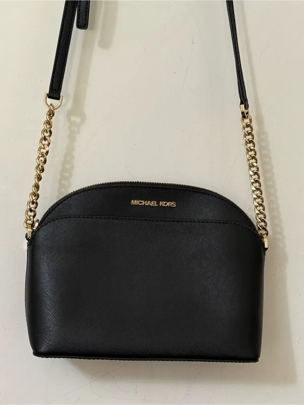 Michael Kors Black Leather Crossbody with Gold Chain Strap - Image 3
