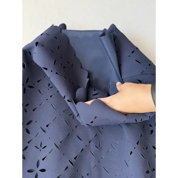 J.Crew Navy Blue‎ Laser Cut Shift Eyelet Dress Lined Sleeveless Womens Size 2 - Image 6