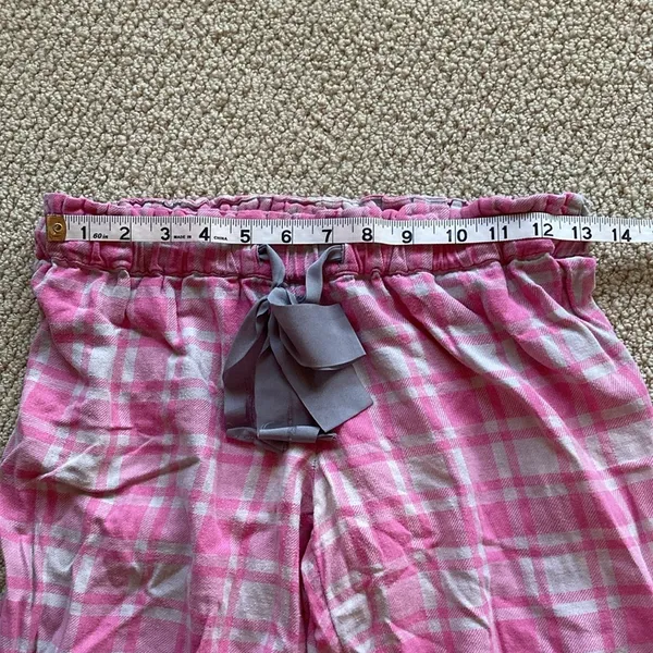 American Eagle Pink Grey Plaid Pajama Pants Women’s Size Small Stretch FLAWS - Image 7
