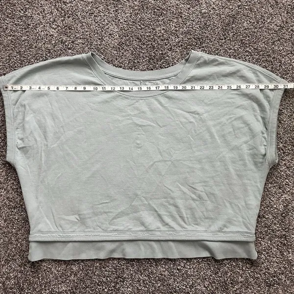 Athleta Sundown Shirred Tee Pale Green Pullover Short Sleeve Sweatshirt XL - Image 9