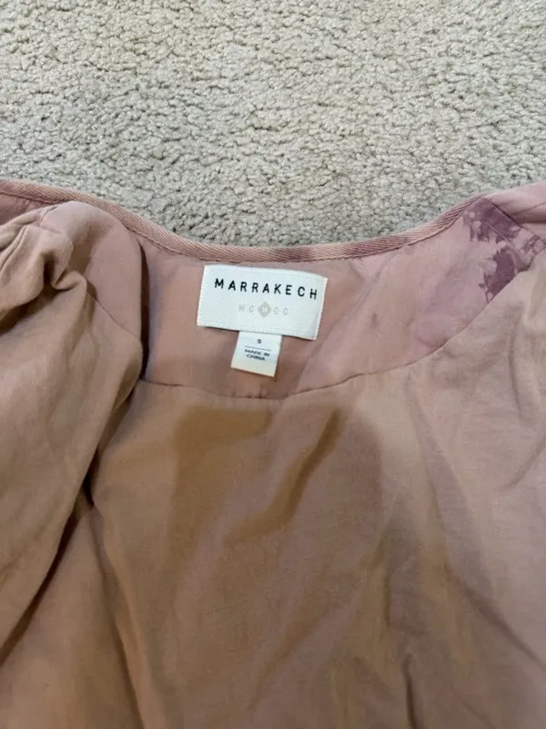 Marrakech Anthro Style Quilted Jacket small pink tie dye moto lightweight - Image 5