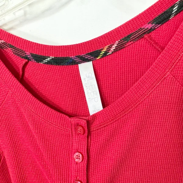 Cacique Sleep‎ Plus Size 26/28 Pajama Set Red Waffle Henley Plaid Leggings 1324 - Image 13