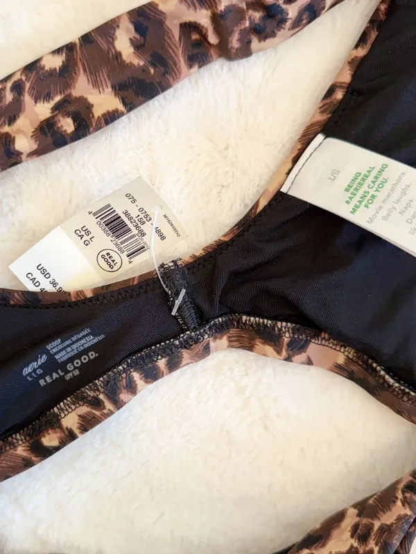 NWT Aerie Leopard Scoop Bikini Top - Size: Large - Image 5
