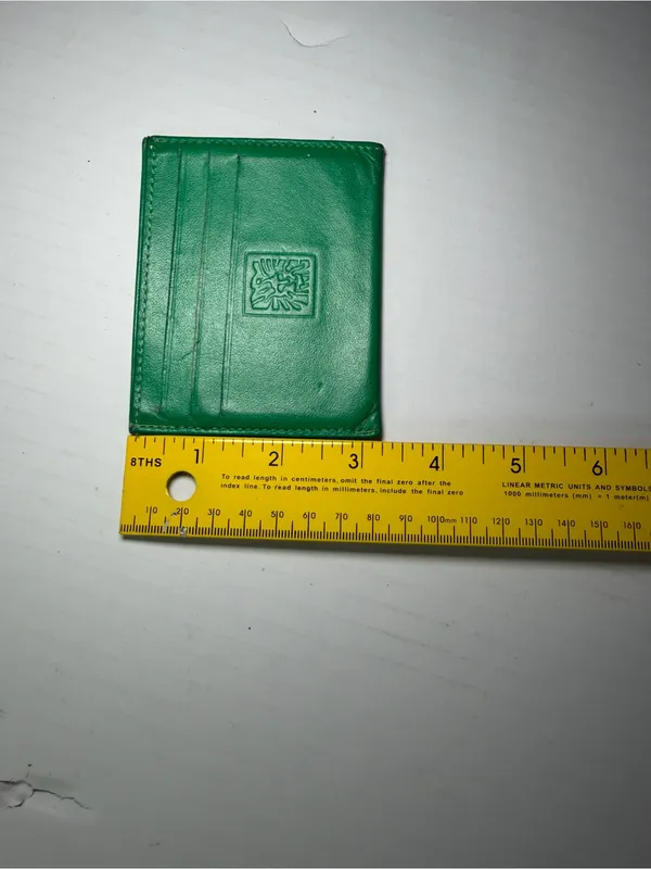 Anne Klein Emerald Green Leather Card Case with Embossed Logo - Image 4