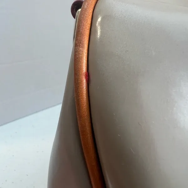 Dooney & Bourke Patent Leather Barrel Satchel in Taupe/Putty gray Vachetta Trim - Image 8