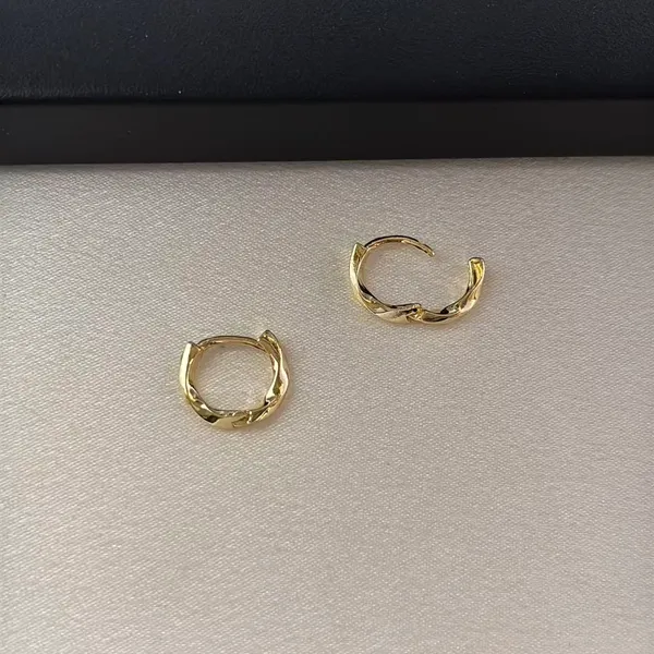13mm Small Hoop Earrings for Women Irregularly Twisted Design Gold Hoop - Image 3