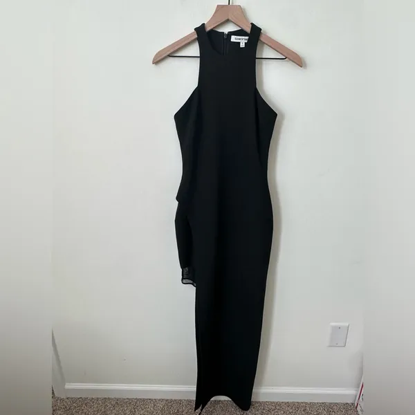 Revolve Elizabeth and James Tegan High-Slit Chiffon Maxi Dress, Black Size 2 - Image 4