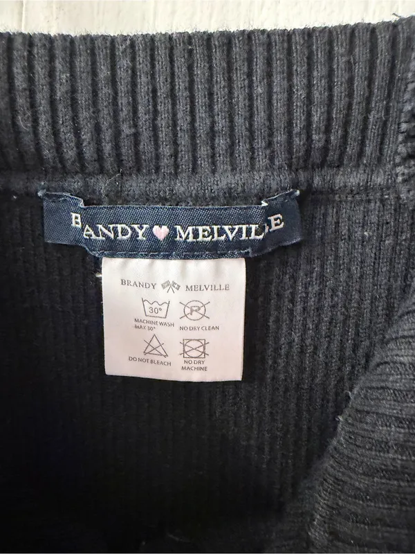 Brandy Melville Black Ribbed Button-Front Tank - Image 2