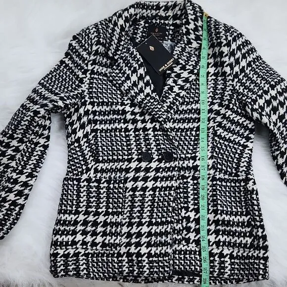 Jade & Ivory‎ 26 International NWT Double Breasted Houndstooth Blazer Peacoat M - Image 5