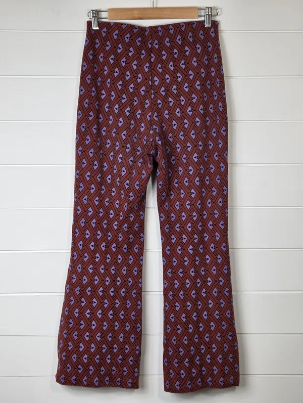 by Anthropologie Joni Printed Flare Leg Stretch Pants Bell Bottom size M - Image 3