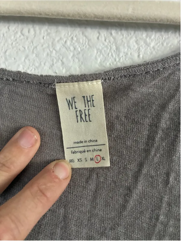 Women's We The Free Grey & Black Dip-Dye Short Sleeve Tee, Size L Oversized - Image 4