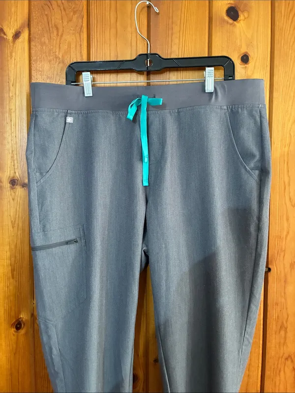 Women’s fig Gray Jogger Pants with Teal Drawstring size XL/T nurse scrubs - Image 2