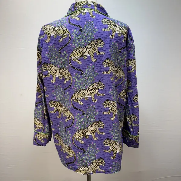 PrintFresh Long Pajama Set Size L‎ Purple Bagheera Leopard Print Organic Cotton - Image 5