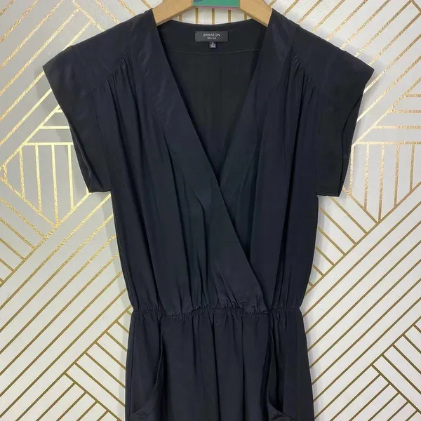 Aritzia Babaton Corbett Romper Relaxed Pure Silk Short Sleeve‎ Black Size XS - Image 5
