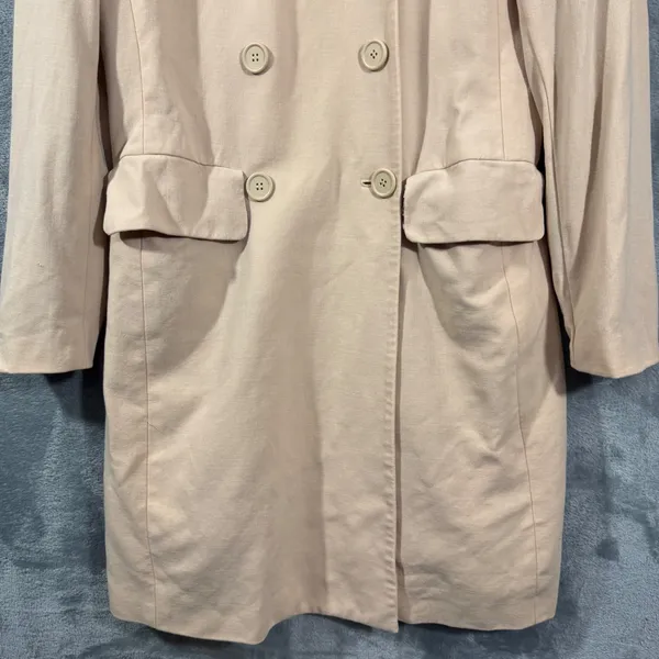 Vintage INC Beige Double Breasted Pure New Wool Trench Coat Size 10, Leopard - Image 11